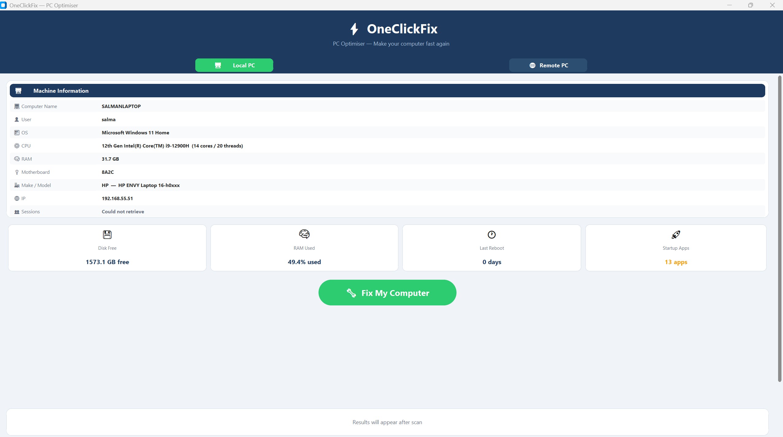 OneClickFix main